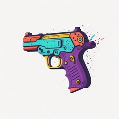 Gun illustration vector style, white background, generative ai