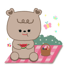 Fototapeta premium brown bear picnic