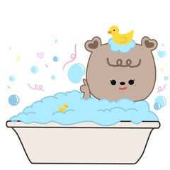 brown bear taking a bath