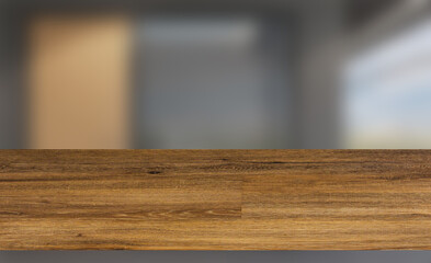 Modern office Cabinet.  3D rendering.   Meeting room, Background with empty wooden table. Flooring.