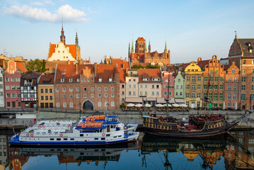 Gdansk with beautiful old town over Motlawa river at sunrise, Poland - 588774214