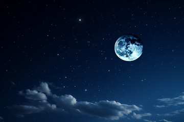 Naklejka na ściany i meble Night sky of full moon with stars generative AI