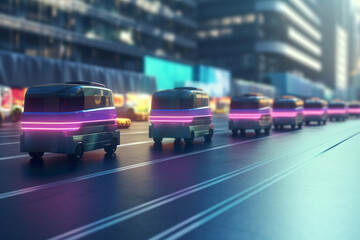 Fototapeta na wymiar Intelligent Trucking: The Future of Road Transport Through AI Control