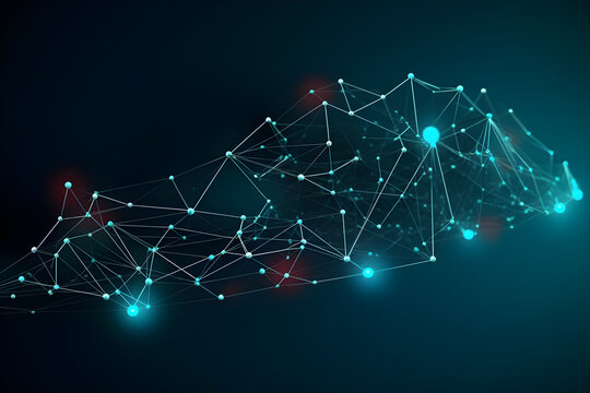 Abstract digital network connection blue background 3D rendering ,ai generative