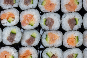 Sushi set. Traditional japanese sushi rolls