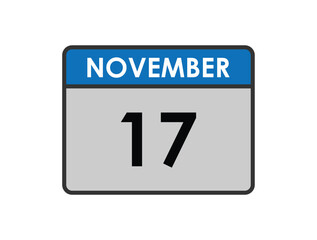 November 17th calendar icon vector. Concept of schedule. business and tasks. eps 10.