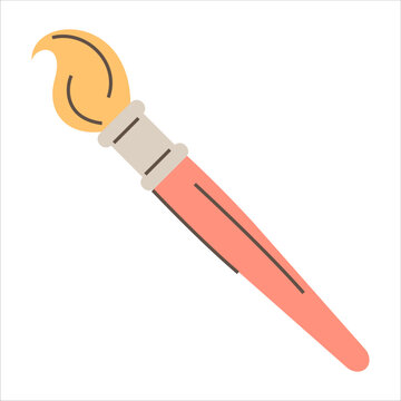 Paint brush vector isolated. Drawing equipment, artistic tool. Cute doodle bursh for drawing. Creativity concept.