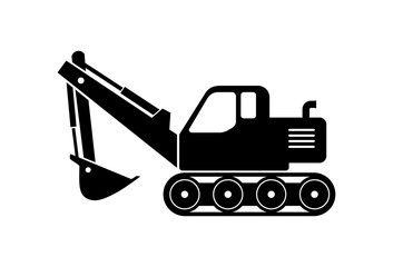 Crawler excavator. Vector icon on white background.