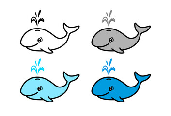 Whale vector icons on white background