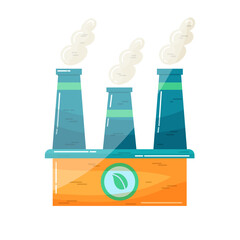 Icon. Eco factory. Green energy. Ecology. Eco style. Green. Clean planet.