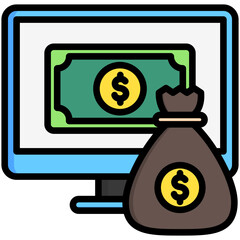 monitoring money bag, business and finance icon.