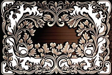 Woodblock print of a decorative border, traditional craft style. Generative AI