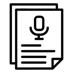 Transcript icon with microphone and paper draft