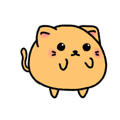 Hand-drawn Cute Orange cat, kitten, Cute animal character design in doodle style