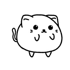 Hand-drawn Line Cute cat, kitten, Cute animal character design in doodle style