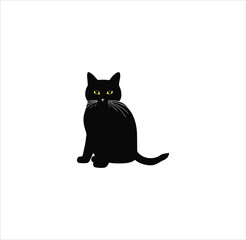 A sitting cat silhouette vector art work.
