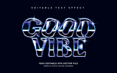 Groovy chrome editable text effect template, good vibes quote