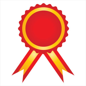 Red with golden award ribbon batch vector illustration