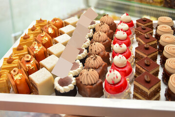 Diversity of pastry decorated with fruit.