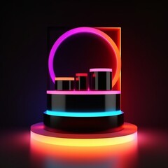  Glowing Product Display Stand Podium Background