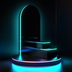  Glowing Product Display Stand Podium Background
