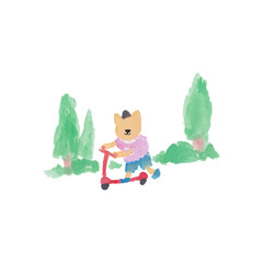 Cute cat playing scooter vector design for wallpaper, background, fabric and textil
