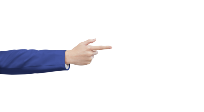 Business male hand pointing forward  PNG transparent