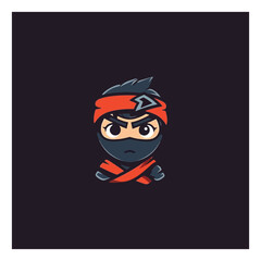 ninja boy simple modern logo