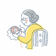 刺繍をしているシニア女性