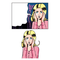 アメコミタッチの悲鳴を上げる白人女性