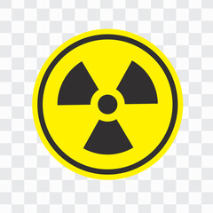 Obraz premium Round radiation warning sign on transparent background. Radioactive Radio Shape Hazard.