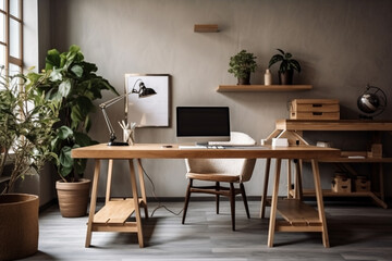Modern workspace with minimalist aesthetics, representing a peaceful and organized work environment. Ai generated
