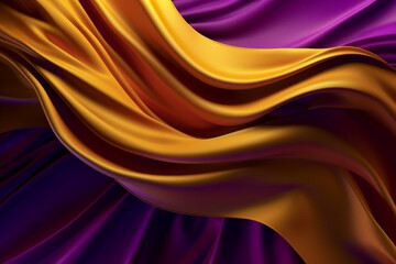 Obraz premium Silk texture background in yellow and purple colors, suitable for banners, flyers, and graphic design projects. Ai generated