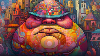Fat man colored mosaic (Generated Ai)
