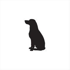 A beautiful sitting dog silhouette vector art.