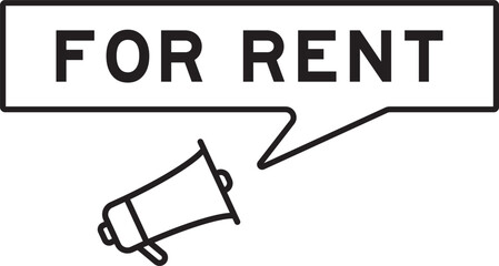 Megaphone icon with speech bubble in word for rent on white background