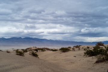 Fototapeta na wymiar sand dunes and sky and storm