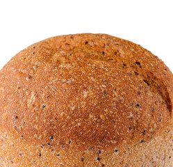 Bread round shape close up white background