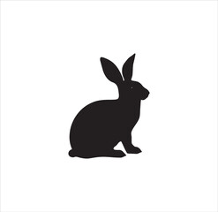 A beautiful sitting rabbit silhouette vector art.