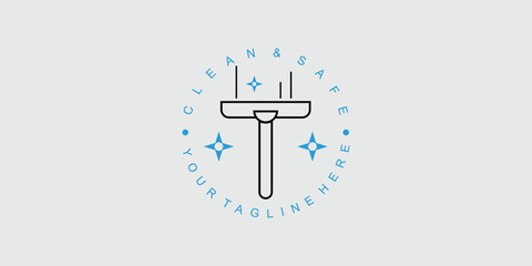 Simple cleaning house logo design with modern style premium vector