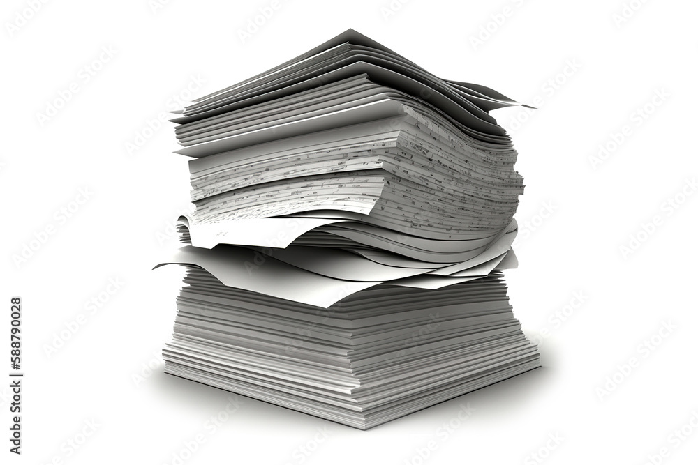 Poster stack of papers is isolated on a white background. ai generation