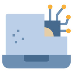 laptop ai technology icon flat style