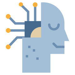 robot ai artificial intelligence technology icon flat style
