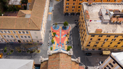 Aerial view of Piazza dell'Immacolata in the San Lorenzo district, in Rome, Italy.
