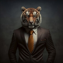 tiger in the bussiness suit profesional