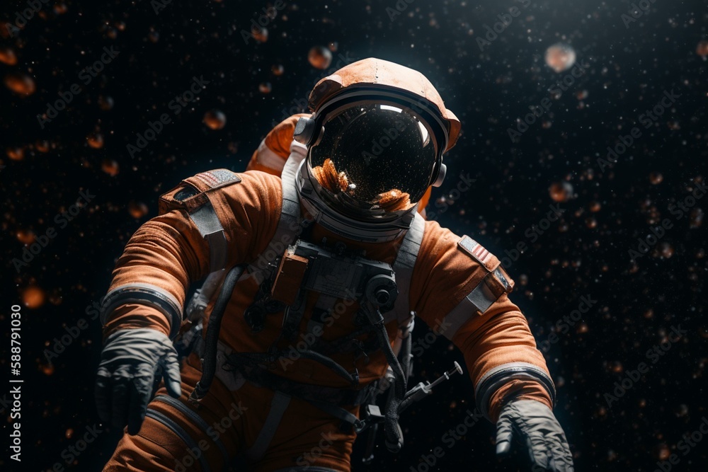 Poster an astronaut floating in a sea of stars generative ai