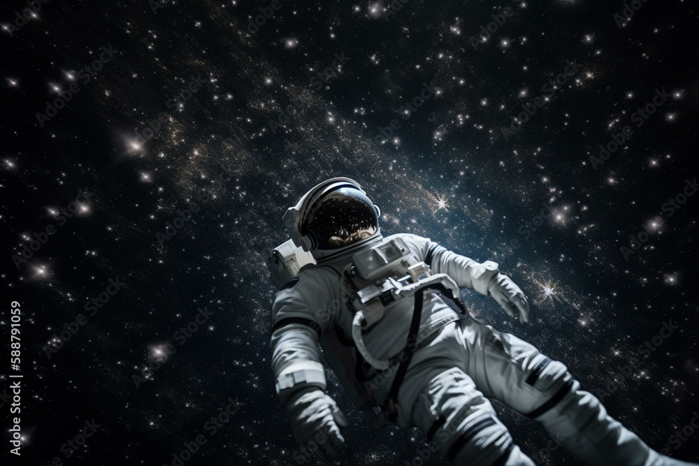 Poster an astronaut floating in a sea of stars generative ai