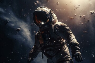 An astronaut exploring a deep space nebula Generative AI