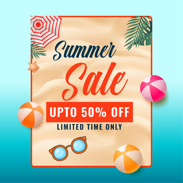 summer sale elegant beach poster vector design