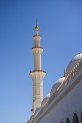 Fototapeta na wymiar Exterior architecture details of Sheikh Zayed Grand Mosque landmark in Abu Dhabi.